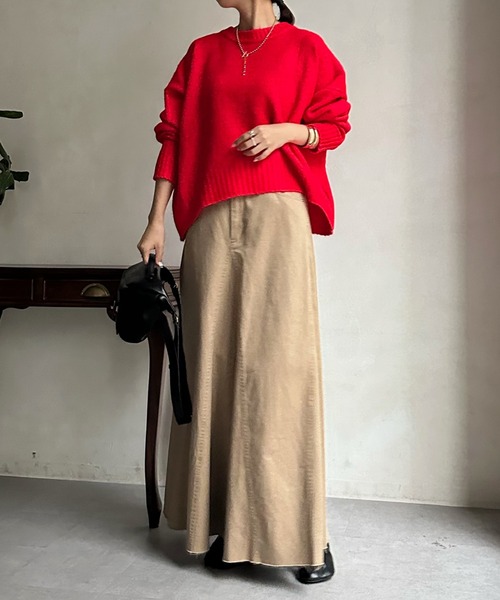 DouDou(ドゥドゥ)の「【WEB限定】 ショート丈ワイドクルーネックプルオーバー(Tシャツ/カットソー・レディース・レッド/アイボリー/ブラウン系/ブラック/ブルー・FREE)」の17枚目の写真