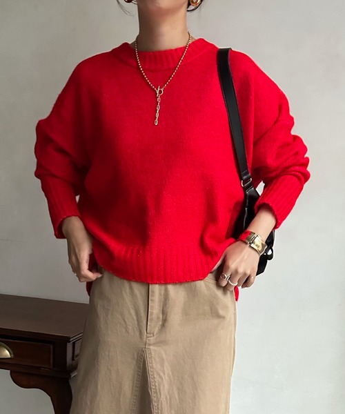 DouDou(ドゥドゥ)の「【WEB限定】 ショート丈ワイドクルーネックプルオーバー(Tシャツ/カットソー・レディース・レッド/アイボリー/ブラウン系/ブラック/ブルー・FREE)」の20枚目の写真