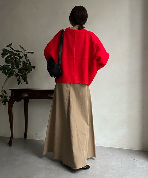 DouDou(ドゥドゥ)の「【WEB限定】 ショート丈ワイドクルーネックプルオーバー(Tシャツ/カットソー・レディース・レッド/アイボリー/ブラウン系/ブラック/ブルー・FREE)」の18枚目の写真