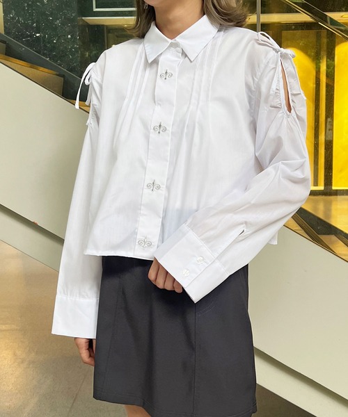 179/WG(イチナナキュウダブルジー)の「ヒヨク刺繍カッティングシャツ(シャツ/ブラウス・レディース・チャコールグレー/ブルー/オフホワイト・MEDIUM)」の17枚目の写真