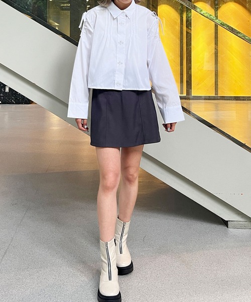 179/WG(イチナナキュウダブルジー)の「ヒヨク刺繍カッティングシャツ(シャツ/ブラウス・レディース・チャコールグレー/ブルー/オフホワイト・MEDIUM)」の18枚目の写真