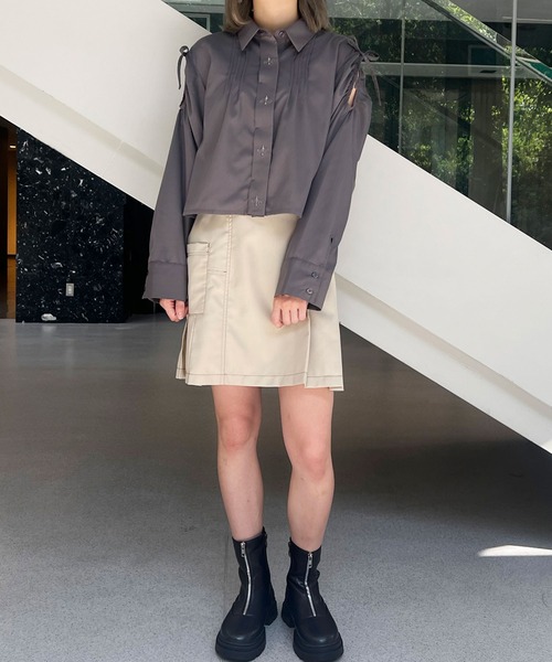 179/WG(イチナナキュウダブルジー)の「ヒヨク刺繍カッティングシャツ(シャツ/ブラウス・レディース・チャコールグレー/ブルー/オフホワイト・MEDIUM)」の20枚目の写真