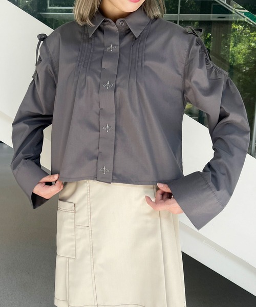 179/WG(イチナナキュウダブルジー)の「ヒヨク刺繍カッティングシャツ(シャツ/ブラウス・レディース・チャコールグレー/ブルー/オフホワイト・MEDIUM)」の22枚目の写真