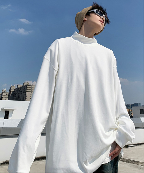 neos（ネオス）の「【neos -addictive design-】ルーズシルエット ハイネック ピーチ起毛 ロングスリーブ プルオーバー（Tシャツ/カットソー・メンズ・ブラック/ベージュ/ホワイト・X-LARGE/LARGE/MEDIUM）」の2枚目の写真