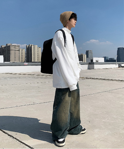 neos（ネオス）の「【neos -addictive design-】ルーズシルエット ハイネック ピーチ起毛 ロングスリーブ プルオーバー（Tシャツ/カットソー・メンズ・ブラック/ベージュ/ホワイト・X-LARGE/LARGE/MEDIUM）」の5枚目の写真