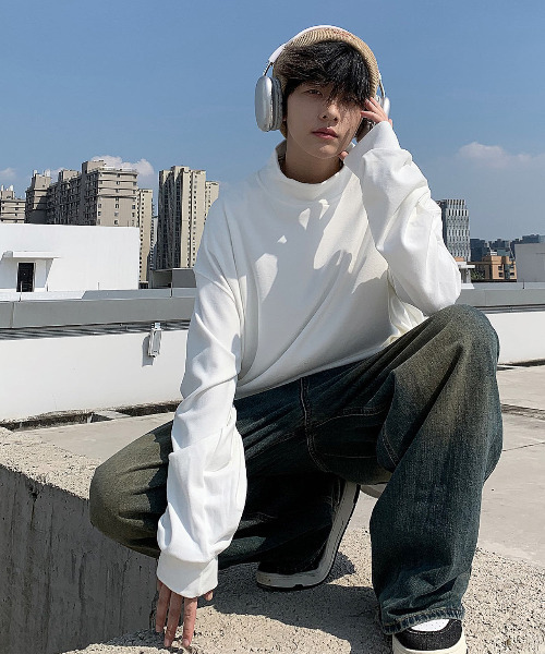 neos（ネオス）の「【neos -addictive design-】ルーズシルエット ハイネック ピーチ起毛 ロングスリーブ プルオーバー（Tシャツ/カットソー・メンズ・ブラック/ベージュ/ホワイト・X-LARGE/LARGE/MEDIUM）」の6枚目の写真