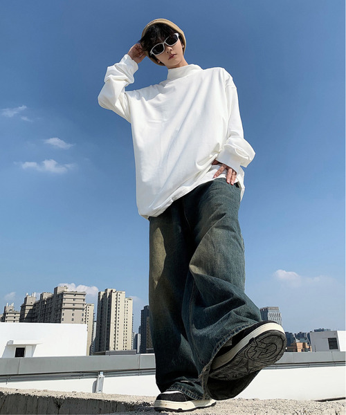 neos（ネオス）の「【neos -addictive design-】ルーズシルエット ハイネック ピーチ起毛 ロングスリーブ プルオーバー（Tシャツ/カットソー・メンズ・ブラック/ベージュ/ホワイト・X-LARGE/LARGE/MEDIUM）」の7枚目の写真