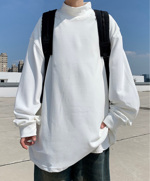 neos（ネオス）の「【neos -addictive design-】ルーズシルエット ハイネック ピーチ起毛 ロングスリーブ プルオーバー（Tシャツ/カットソー・メンズ・ブラック/ベージュ/ホワイト・X-LARGE/LARGE/MEDIUM）」の8枚目の写真