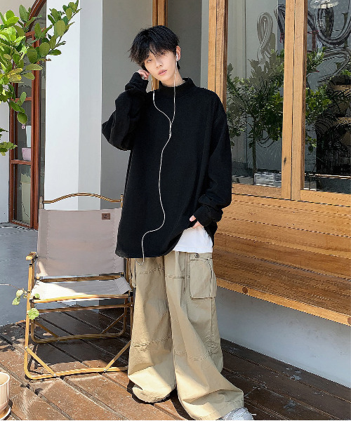 neos（ネオス）の「【neos -addictive design-】ルーズシルエット ハイネック ピーチ起毛 ロングスリーブ プルオーバー（Tシャツ/カットソー・メンズ・ブラック/ベージュ/ホワイト・X-LARGE/LARGE/MEDIUM）」の10枚目の写真