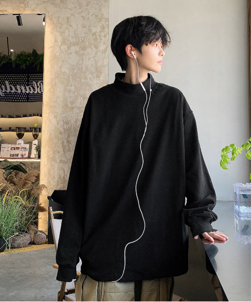 neos（ネオス）の「【neos -addictive design-】ルーズシルエット ハイネック ピーチ起毛 ロングスリーブ プルオーバー（Tシャツ/カットソー・メンズ・ブラック/ベージュ/ホワイト・X-LARGE/LARGE/MEDIUM）」の13枚目の写真