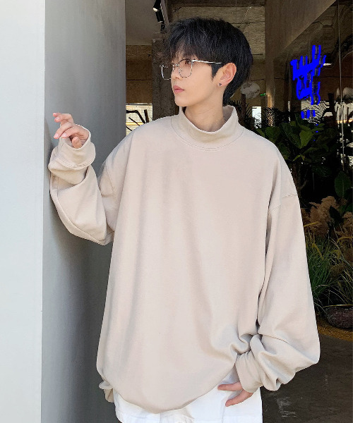 neos（ネオス）の「【neos -addictive design-】ルーズシルエット ハイネック ピーチ起毛 ロングスリーブ プルオーバー（Tシャツ/カットソー・メンズ・ブラック/ベージュ/ホワイト・X-LARGE/LARGE/MEDIUM）」の14枚目の写真