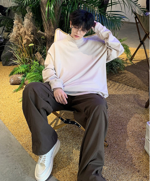 neos（ネオス）の「【neos -addictive design-】ルーズシルエット ハイネック ピーチ起毛 ロングスリーブ プルオーバー（Tシャツ/カットソー・メンズ・ブラック/ベージュ/ホワイト・X-LARGE/LARGE/MEDIUM）」の18枚目の写真