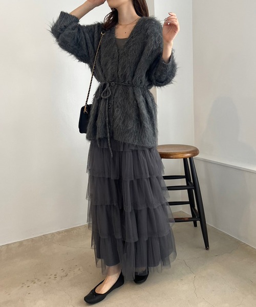 one after another NICE CLAUP(ワンアフターアナザーナイスクラップ)の「マシュマロ女子ロングカーディガン(カーディガン/ボレロ・レディース・アイボリー/グレー/チャコールグレー/ピンク・FREE)」の7枚目の写真