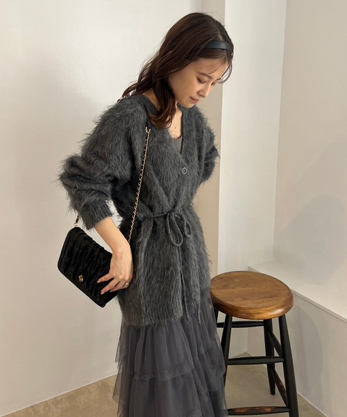 one after another NICE CLAUP(ワンアフターアナザーナイスクラップ)の「マシュマロ女子ロングカーディガン(カーディガン/ボレロ・レディース・アイボリー/グレー/チャコールグレー/ピンク・FREE)」の5枚目の写真
