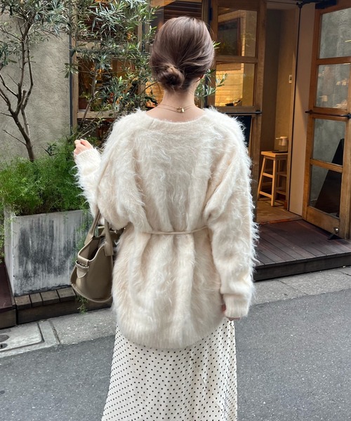 one after another NICE CLAUP(ワンアフターアナザーナイスクラップ)の「マシュマロ女子ロングカーディガン(カーディガン/ボレロ・レディース・アイボリー/グレー/チャコールグレー/ピンク・FREE)」の11枚目の写真