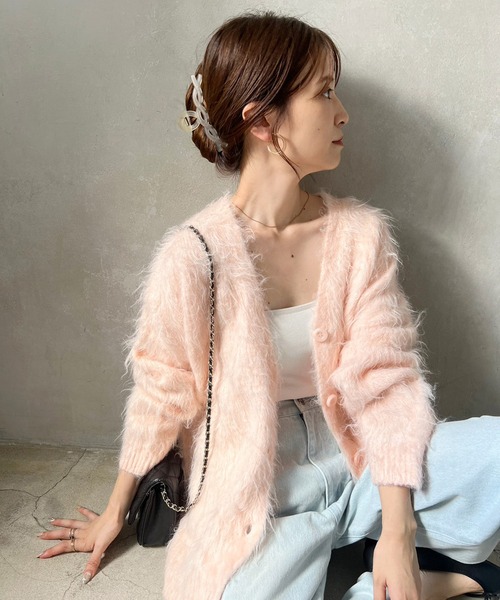 one after another NICE CLAUP(ワンアフターアナザーナイスクラップ)の「マシュマロ女子ロングカーディガン(カーディガン/ボレロ・レディース・アイボリー/グレー/チャコールグレー/ピンク・FREE)」の15枚目の写真