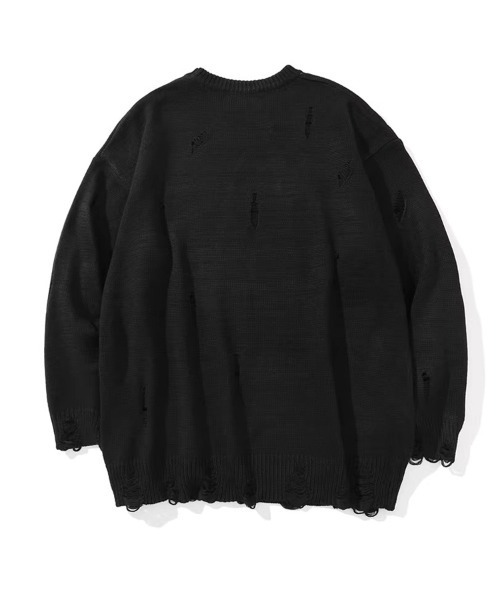 Ressaca（レサーカ）の「オーバーサイズダメージ加工レターロゴニット（ニット/セーター・メンズ・ブラック/ホワイト/パープル・L/M/XL）」の6枚目の写真