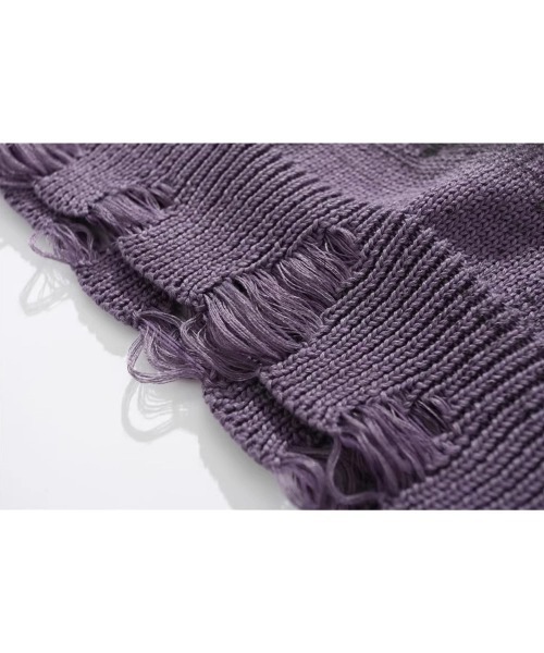 Ressaca（レサーカ）の「オーバーサイズダメージ加工レターロゴニット（ニット/セーター・メンズ・ブラック/ホワイト/パープル・L/M/XL）」の14枚目の写真