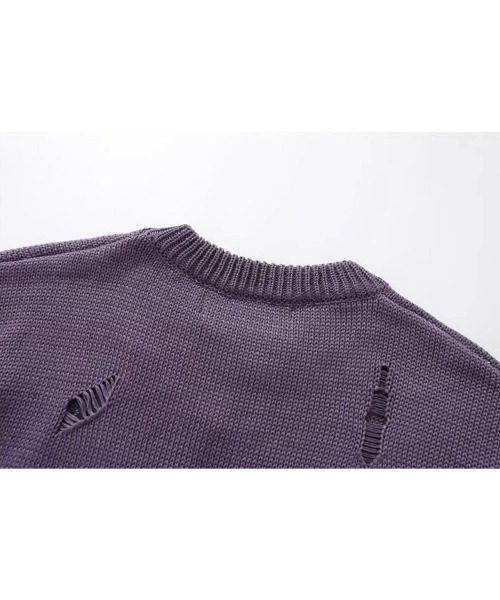 Ressaca（レサーカ）の「オーバーサイズダメージ加工レターロゴニット（ニット/セーター・メンズ・ブラック/ホワイト/パープル・L/M/XL）」の10枚目の写真