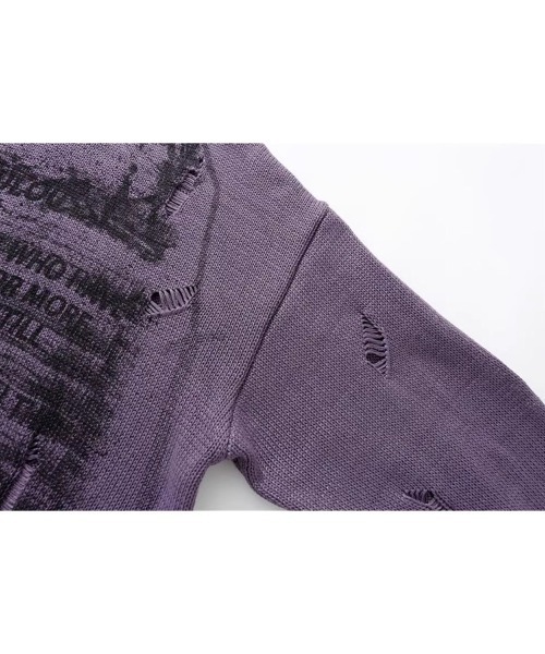 Ressaca（レサーカ）の「オーバーサイズダメージ加工レターロゴニット（ニット/セーター・メンズ・ブラック/ホワイト/パープル・L/M/XL）」の12枚目の写真