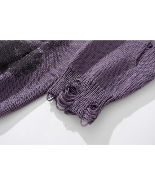 Ressaca（レサーカ）の「オーバーサイズダメージ加工レターロゴニット（ニット/セーター・メンズ・ブラック/ホワイト/パープル・L/M/XL）」の15枚目の写真