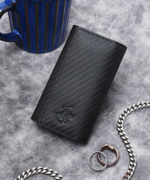 BEVERLY HILLS POLO CLUB（ビバリーヒルズポロクラブ）の「【Beverly Hills Polo Club/ビバリーヒルズポロクラブ】ワンポイントポニー レザーキーケース（ボタン開閉）（キーケース/キーアクセサリー・メンズ・ブラック/ネイビー/グリーン/ブラック系2/ブラック系1/ダークブラウン・FREE）」の2枚目の写真
