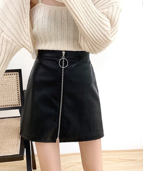 SHEENA(シーナ)の「エコレザーリングジップミニスカート(スカート・レディース・ブラック・L/S/M)」の6枚目の写真
