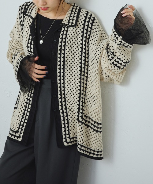 PUAL CE CIN（ピュアルセシン）の「袖口ドットチュールテレコカットソー（Tシャツ/カットソー・レディース・ブラック/アイボリー・FREE）」の19枚目の写真