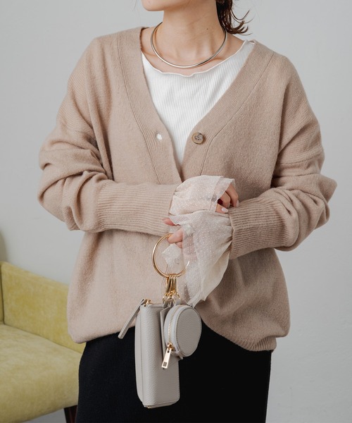 PUAL CE CIN（ピュアルセシン）の「袖口ドットチュールテレコカットソー（Tシャツ/カットソー・レディース・ブラック/アイボリー・FREE）」の14枚目の写真