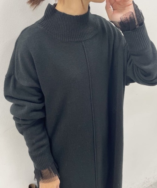 PUAL CE CIN（ピュアルセシン）の「袖口ドットチュールテレコカットソー（Tシャツ/カットソー・レディース・ブラック/アイボリー・FREE）」の16枚目の写真