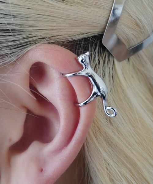 Port（ポート）の「猫 デザイン イヤーカフ / キャット イヤカフ / ねこ #（イヤーカフ・レディース・シルバー/ゴールド・FREE）」の3枚目の写真