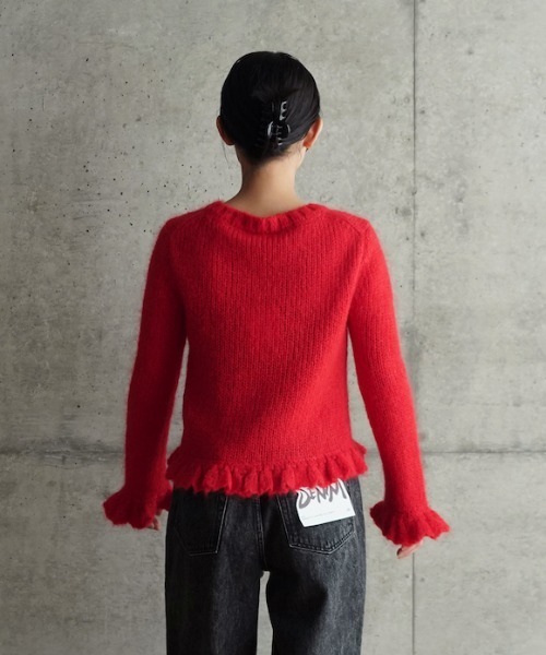 GANNI（ガニー）の「GANNI Mohair Cardigan（ニット/セーター・レディース・レッド・XS）」の4枚目の写真