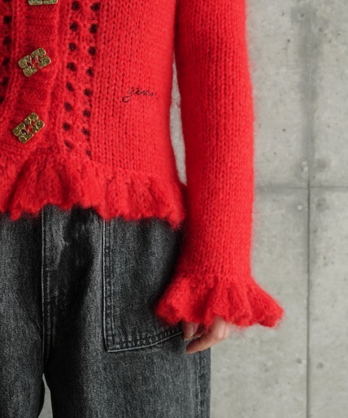 GANNI（ガニー）の「GANNI Mohair Cardigan（ニット/セーター・レディース・レッド・XS）」の2枚目の写真