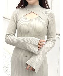 MERCURYDUO | 2WAYカットアウトタイトリブニットワンピース(ワンピース)