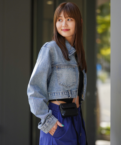 BOBSO ヴィンテージ y2k マルチポケット ショートデニム ジャケット ショートデニムジャケット[品番：WG010089899]｜WEGO【WOMEN