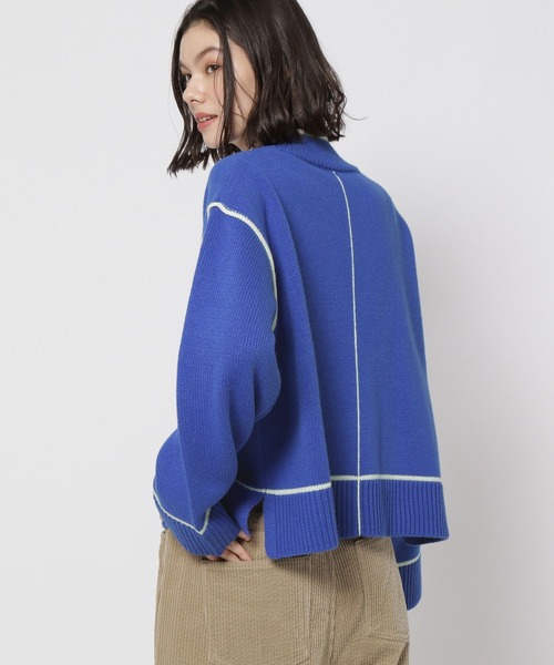 niko and...（ニコアンド）の「パイピングタートルプルオーバー（ニット/セーター・レディース・ネイビー/ベージュ/ブルー/アイボリー/ピンク・LARGE/MEDIUM）」の15枚目の写真