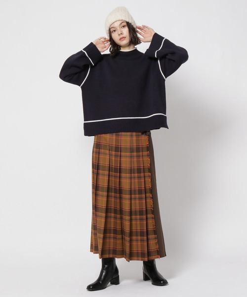 niko and...（ニコアンド）の「パイピングタートルプルオーバー（ニット/セーター・レディース・ネイビー/ベージュ/ブルー/アイボリー/ピンク・LARGE/MEDIUM）」の16枚目の写真