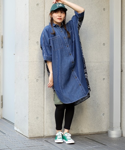 チチカカ（チチカカ）の「ドッキングデニムシャツワンピース（シャツ