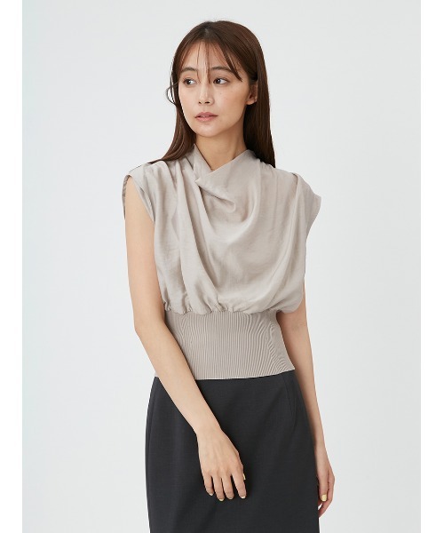 FRAY I.D(フレイアイディー)の「ドレープノットウエストリブプルオーバー(ニット/セーター・レディース・ピンク/ベージュ/ブラック・FREE)」の1枚目の写真