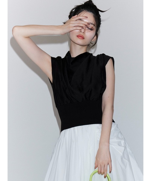 FRAY I.D(フレイアイディー)の「ドレープノットウエストリブプルオーバー(ニット/セーター・レディース・ピンク/ベージュ/ブラック・FREE)」の2枚目の写真