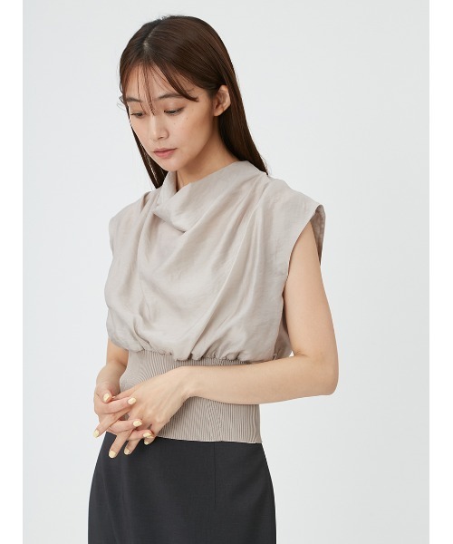 FRAY I.D(フレイアイディー)の「ドレープノットウエストリブプルオーバー(ニット/セーター・レディース・ピンク/ベージュ/ブラック・FREE)」の9枚目の写真