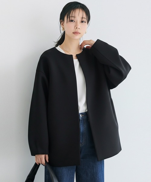 coca(coca)(コカ)の「\お気に入り7000越え!!再入荷/ バウンススウェットノーカラーコート| セレモニー オフィス ママスーツ フォーマルウェア スーツ 卒業式(ノーカラーコート・レディース・ブラック/グレイッシュベージュ/アイボリー/ライトグリーン・M/L/S)」の1枚目の写真