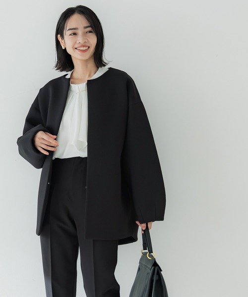 coca(coca)(コカ)の「\お気に入り7000越え!!再入荷/ バウンススウェットノーカラーコート| セレモニー オフィス ママスーツ フォーマルウェア スーツ 卒業式(ノーカラーコート・レディース・ブラック/グレイッシュベージュ/アイボリー/ライトグリーン・M/L/S)」の11枚目の写真