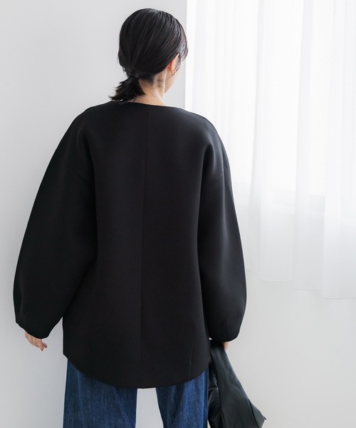 coca(coca)(コカ)の「\お気に入り7000越え!!再入荷/ バウンススウェットノーカラーコート| セレモニー オフィス ママスーツ フォーマルウェア スーツ 卒業式(ノーカラーコート・レディース・ブラック/グレイッシュベージュ/アイボリー/ライトグリーン・M/L/S)」の6枚目の写真