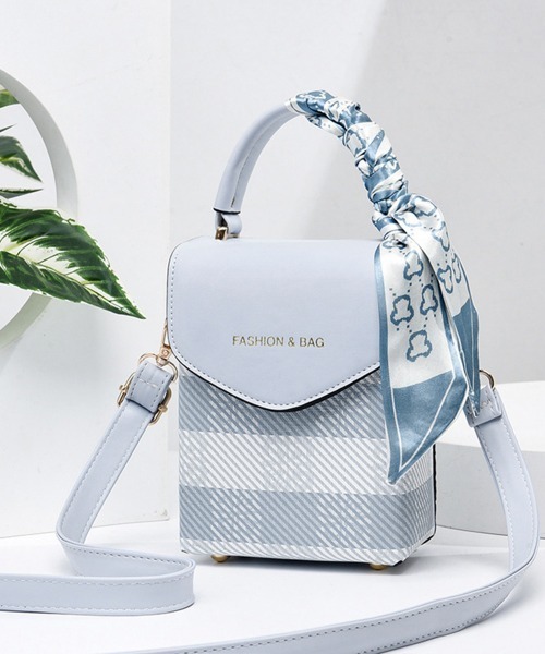 Miniministore（ミニミニストア）の「ミニショルダーバッグ スカーフ付き 縦型（ショルダーバッグ・レディース・ミント/ベージュ/ブラック/ピンク/イエロー/サックスブルー・FREE）」の4枚目の写真