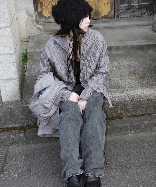 igi（イジ）の「STRIPE CRUMPLED SHIRT/しわしわストライプシャツ