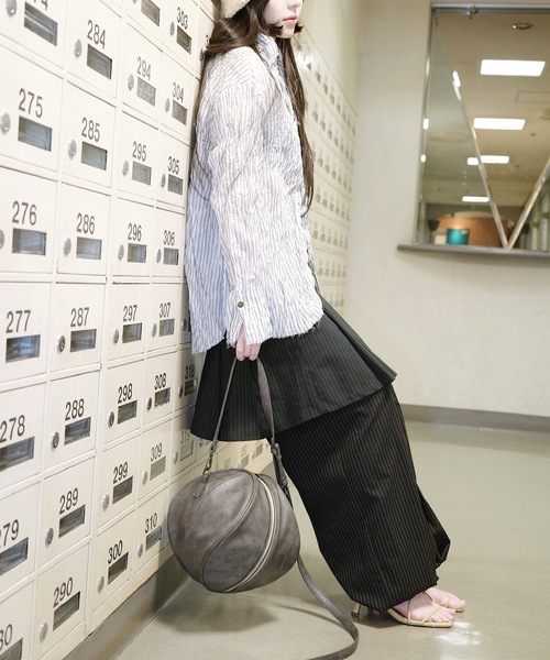 igi（イジ）の「STRIPE CRUMPLED SHIRT/しわしわストライプシャツ 