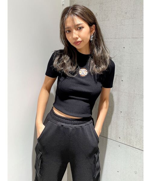 GYDA（ジェイダ）の「SymmetryGYDA MOLDハーフスリーブニットトップス（Tシャツ/カットソー・レディース・オフホワイト/ブラック/ラベンダー・FREE）」の14枚目の写真