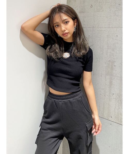 GYDA（ジェイダ）の「SymmetryGYDA MOLDハーフスリーブニットトップス（Tシャツ/カットソー・レディース・オフホワイト/ブラック/ラベンダー・FREE）」の15枚目の写真