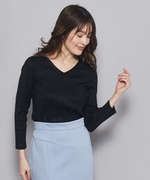 【洗える】Vネックラメ入りニットプルオーバー
